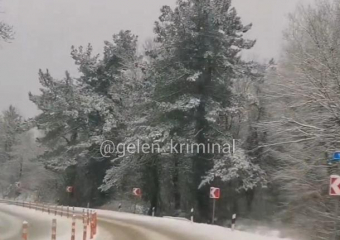 Сегодня в Большом Геленджике снежно: показываем обстановку на дорогах